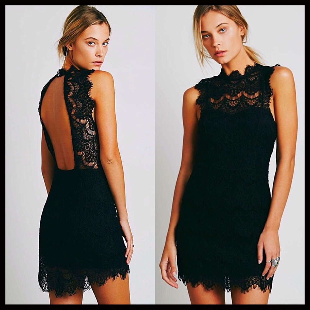 FREE PEOPLE CROCHET LACE SLIP COCKTAIL DRESS - Picture 2 of 7